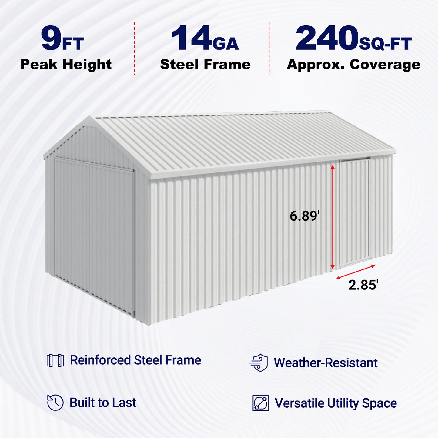 12'x20' Heavy-Duty Metal Garage Shed