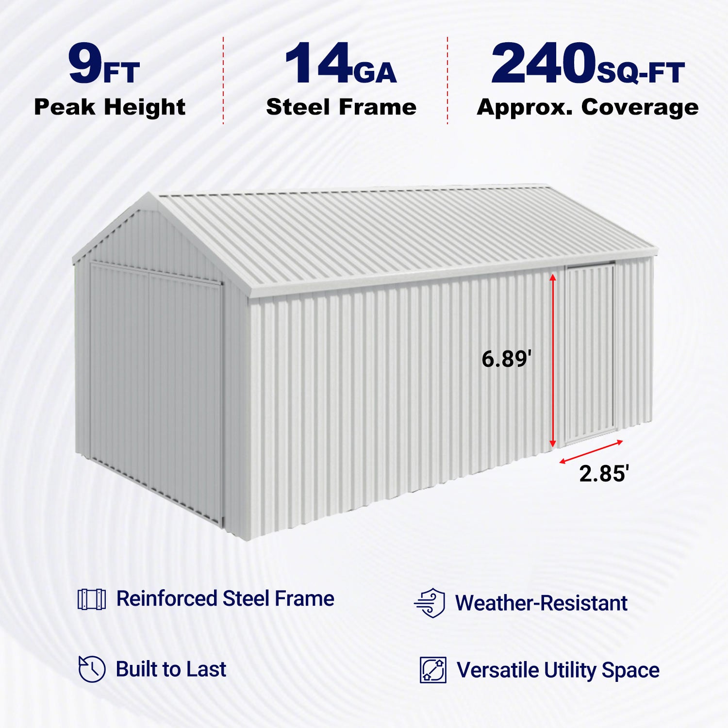 12'x20' Heavy-Duty Metal Garage Shed
