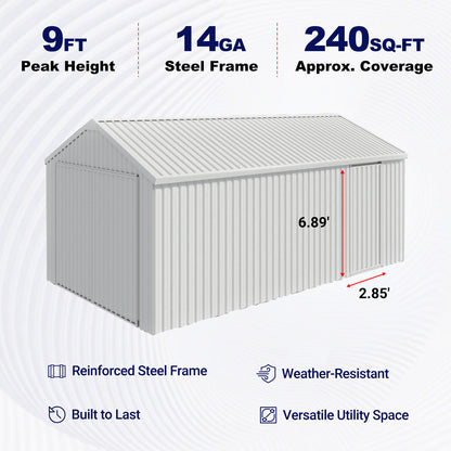 12'x20' Heavy-Duty Metal Garage Shed