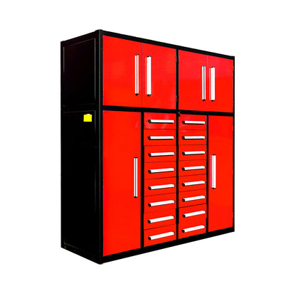 7ft Garage Storage Cabinet with 16 Drawers#color_red