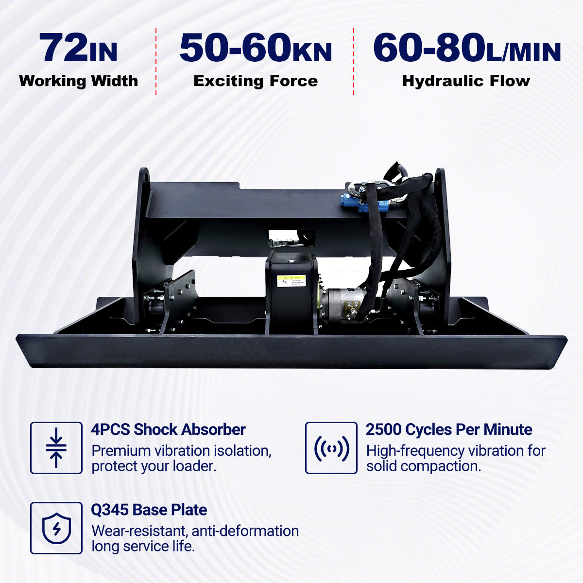 Compactador de placa para minicargador de 72"
