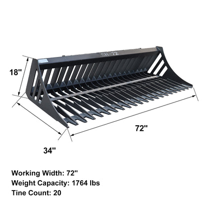72" skid steer rock bucket#size_72in