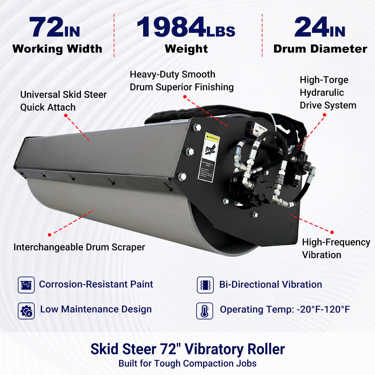 72" vibratory roller