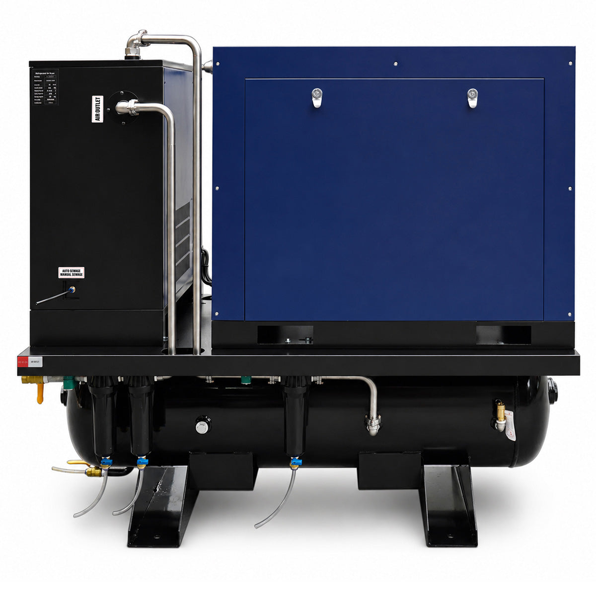 74CFM 20HP Combined Rotary Screw Air Compressor with Dryer & 68.7-Gal ASME Tank | 125PSI, 460V 3PHASE 60HZ