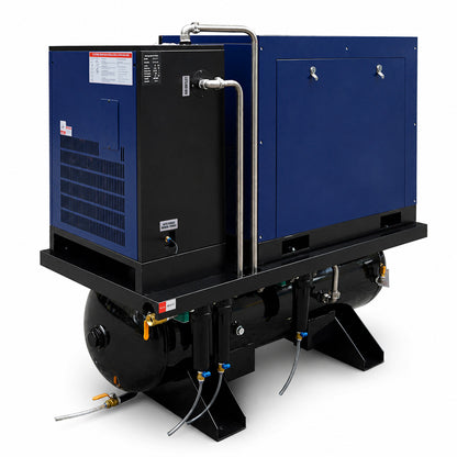74CFM 20HP Combined Rotary Screw Air Compressor with Dryer & 68.7-Gal ASME Tank | 125PSI, 460V 3PHASE 60HZ