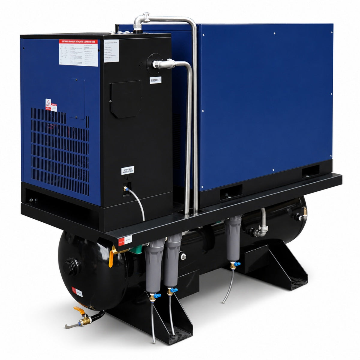 74CFM 20HP Rotary Screw Air Compressor with Air Dryer & ASME Tank | 125 PSI 230V 3-Phase