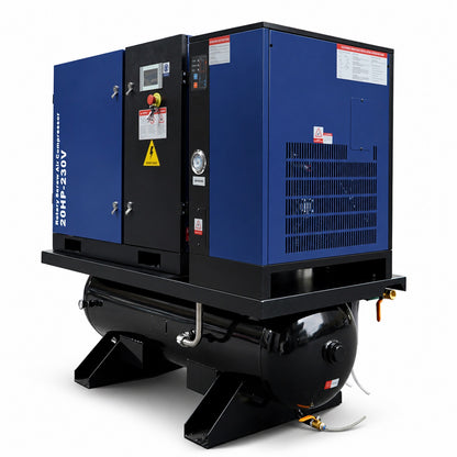 74CFM 20HP Rotary Screw Air Compressor with Air Dryer & ASME Tank | 125 PSI 230V 3-Phase