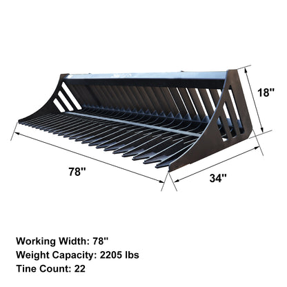 78" skid steer rock bucket#size_78in
