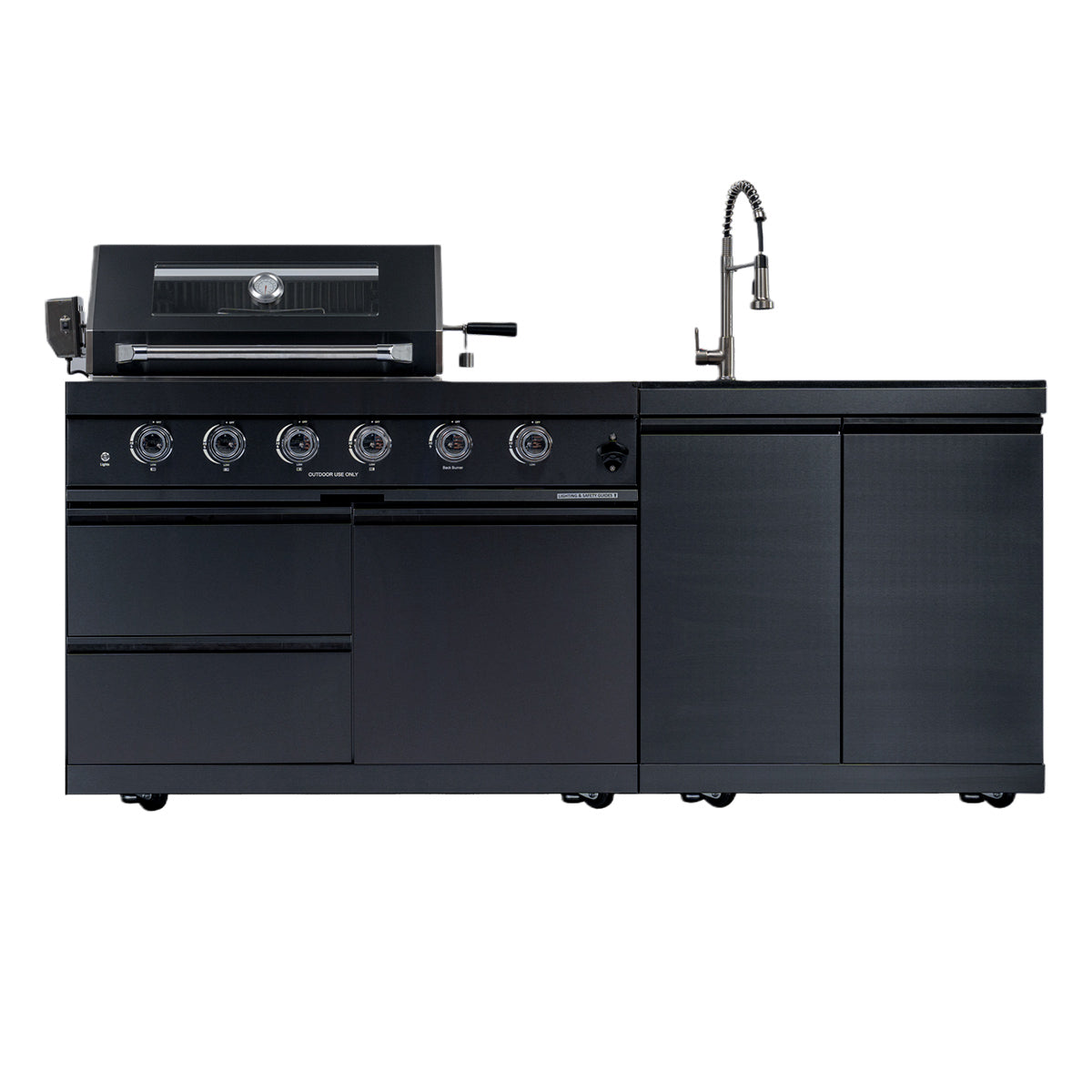 79" 4-Burner 72,000 BTU Black Outdoor Kitchen Island Grill