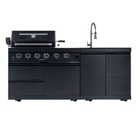 79" 4-Burner 72,000 BTU Black Outdoor Kitchen Island Grill