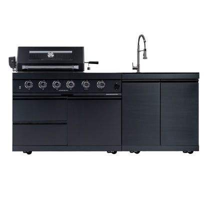 79" 4-Burner 72,000 BTU Black Outdoor Kitchen Island Grill
