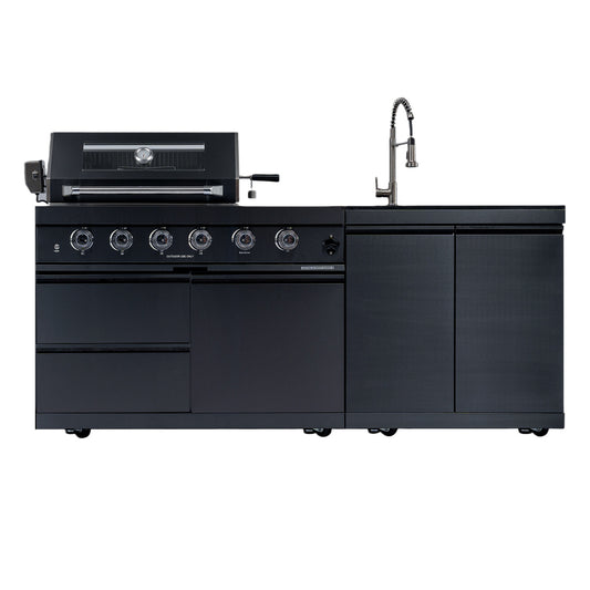 79" 4-Burner 72,000 BTU Black Outdoor Kitchen Island Grill