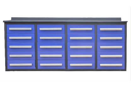 7' Garage Storage Cabinets with Workbench (20 Drawers)#color_blue