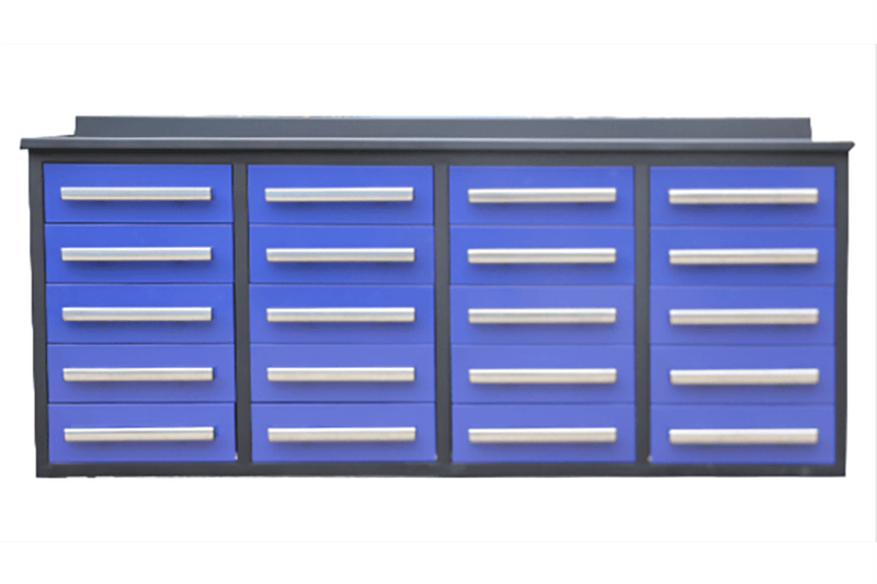 7' Garage Storage Cabinets with Workbench (20 Drawers)