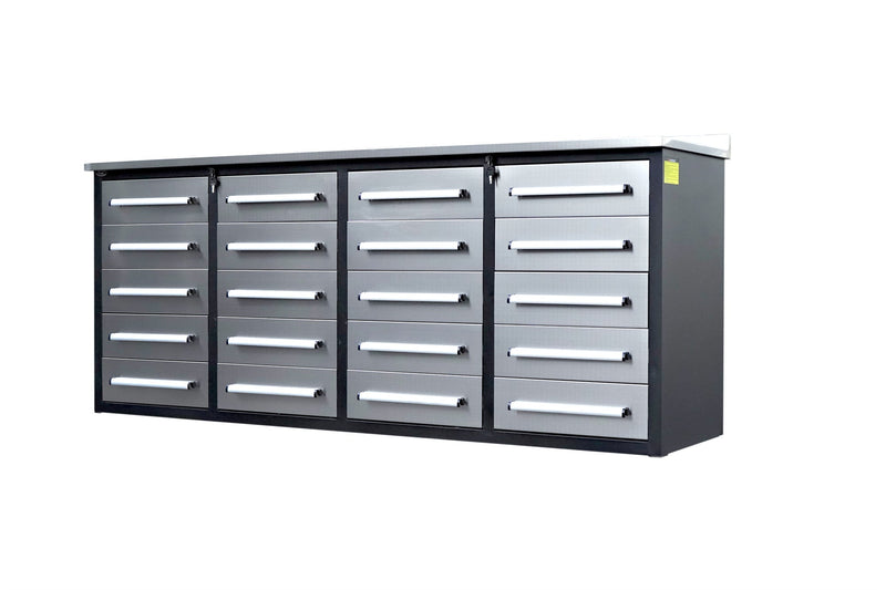 7ft Garage Storage Cabinets with Workbench_20Drawers_