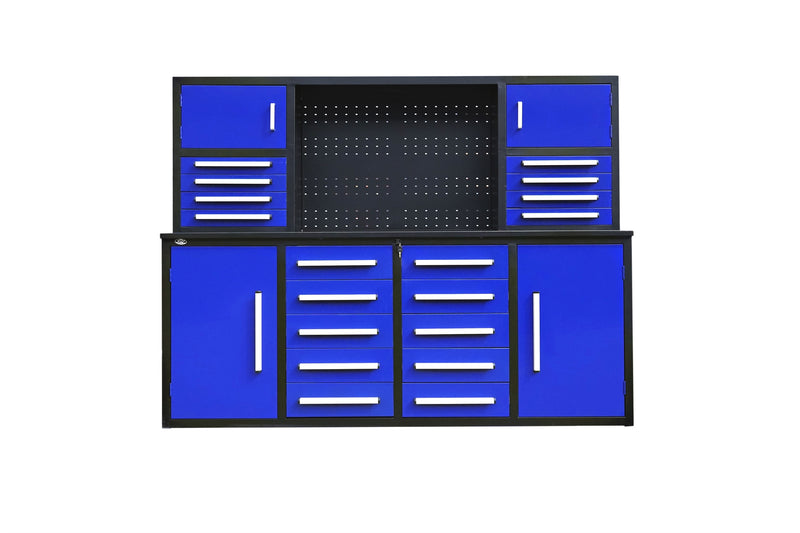 7' Garage Storage Cabinet with Workbench 18 Drawers
