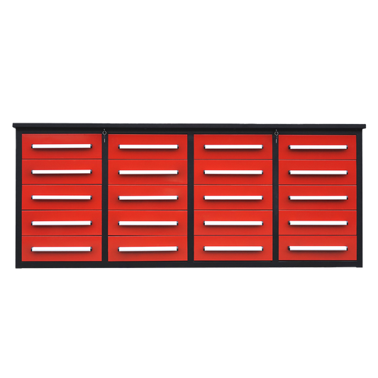 7' Garage Storage Cabinets with Workbench (20 Drawers)