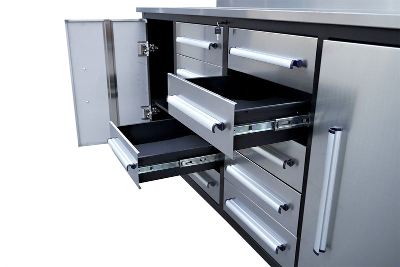 Steelman 7' Garage Storage Cabinet with Workbench (18 Drawers & 4 Cabi