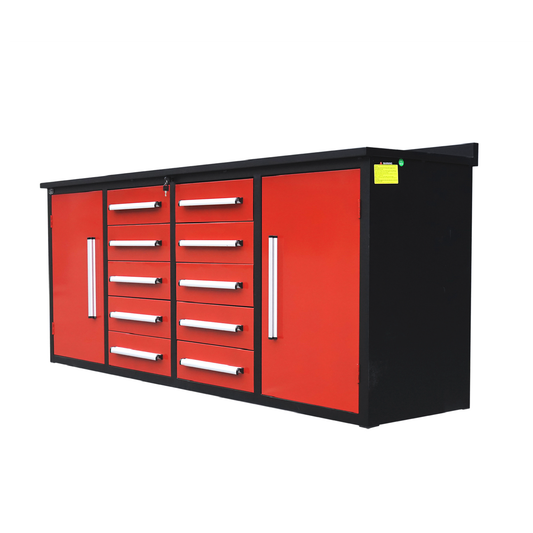 7' Storage Cabinets with Workbench (10 Drawers & 2 Cabinets)