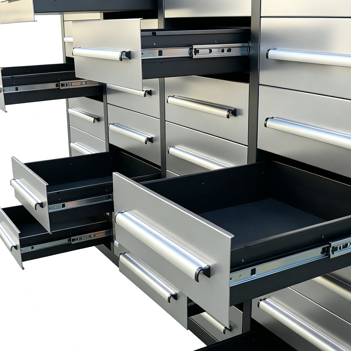 7ft-28-drawers-Silver-Workbench