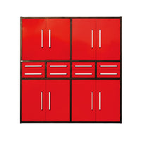 7ft Garage Storage Cabinet (8 Drawers & 8 Cabinets)#color_red