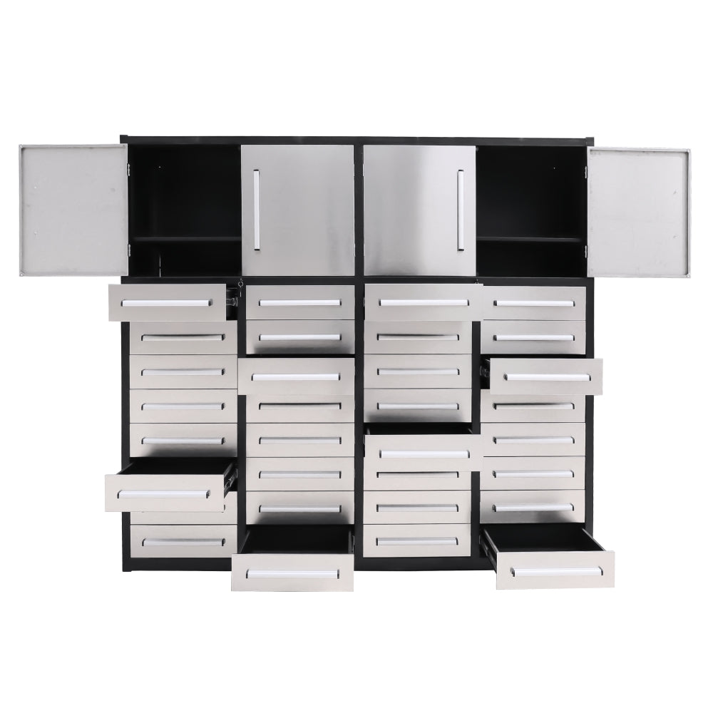 Modular kitchen cabinet system with drawers and cabinets on a white background#color_silver