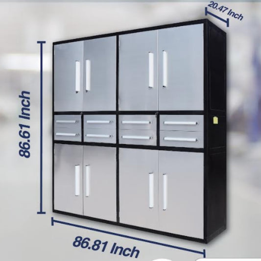 7ft Garage Storage Cabinet (8 Drawers & 8 Cabinets)#color_silver