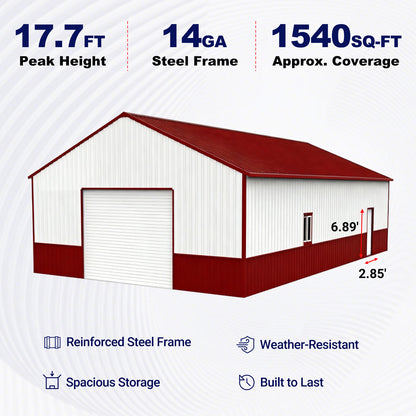 31' x 51' Metal Garage Barn Shed with Electric Roller Door