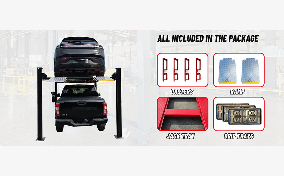 Elevador de coches de 4 postes de servicio pesado | KT-4H950 | Capacidad de 9,500 Lbs | Recogida personal en Texas