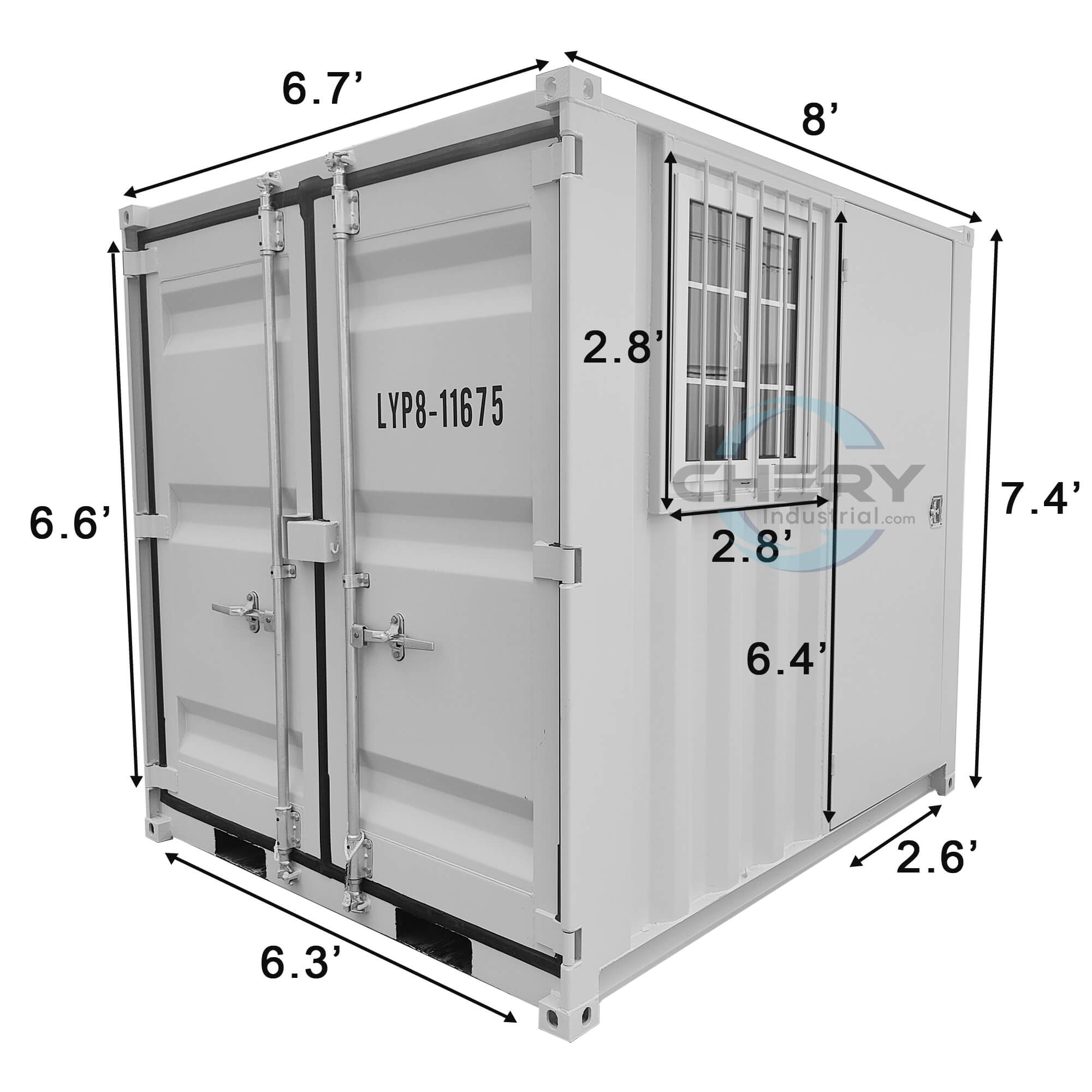 8ft Small Cubic Shipping Container#color_light grey