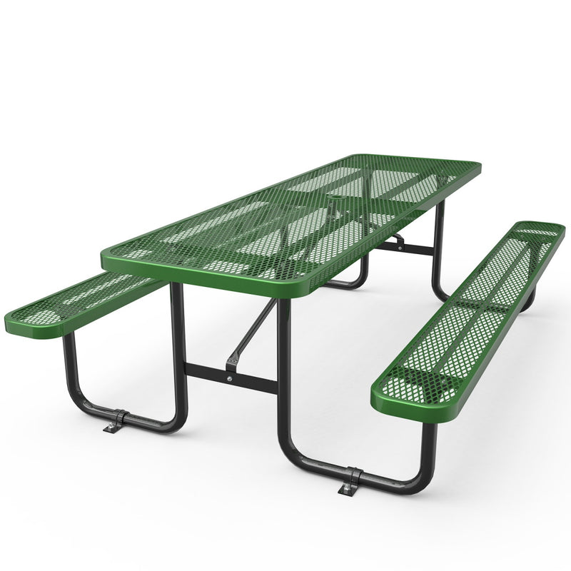 8ft Rectangle Picnic Table With Umbrella Hole Green