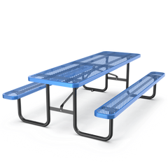 8 ft Metal Picnic Tables#color_Blue