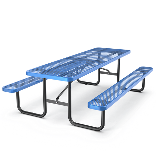 8 ft Metal Picnic Tables#color_Blue