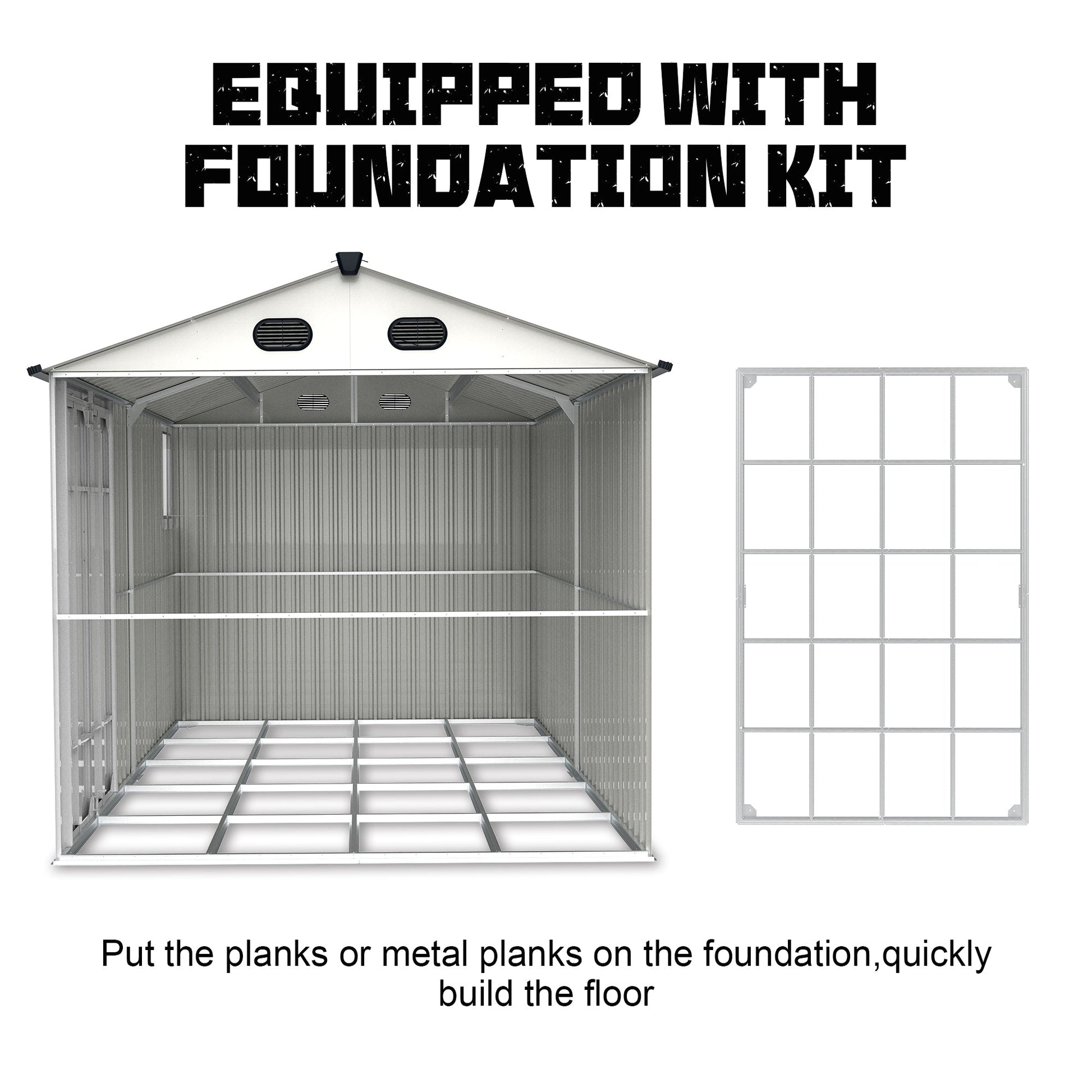 [AS-IS] 8x6 ft Metal Storage Shed with Window and Foundation