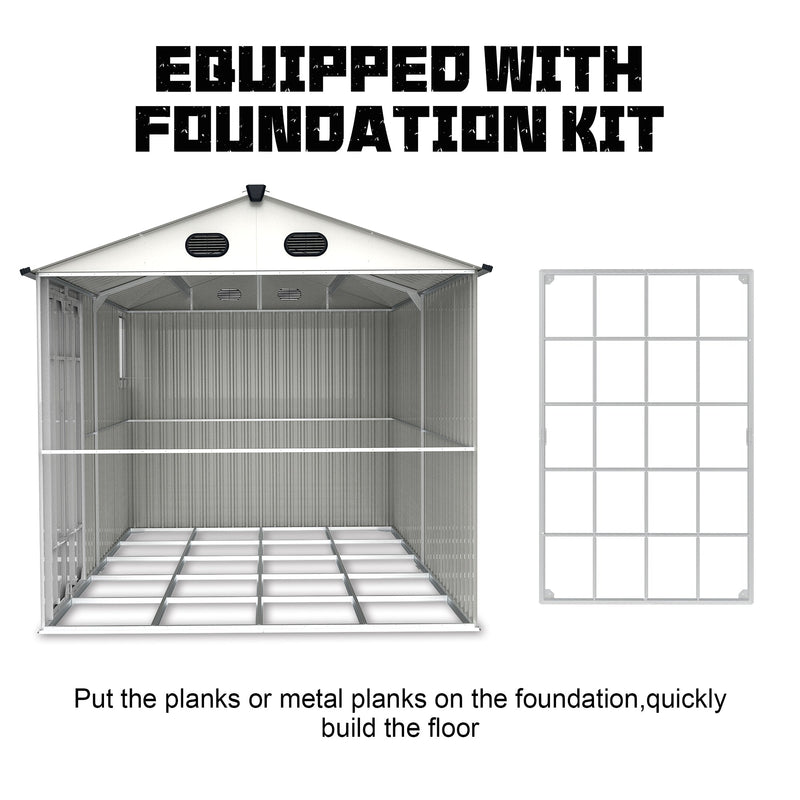 [AS-IS] 8x6 ft Metal Storage Shed with Window and Foundation