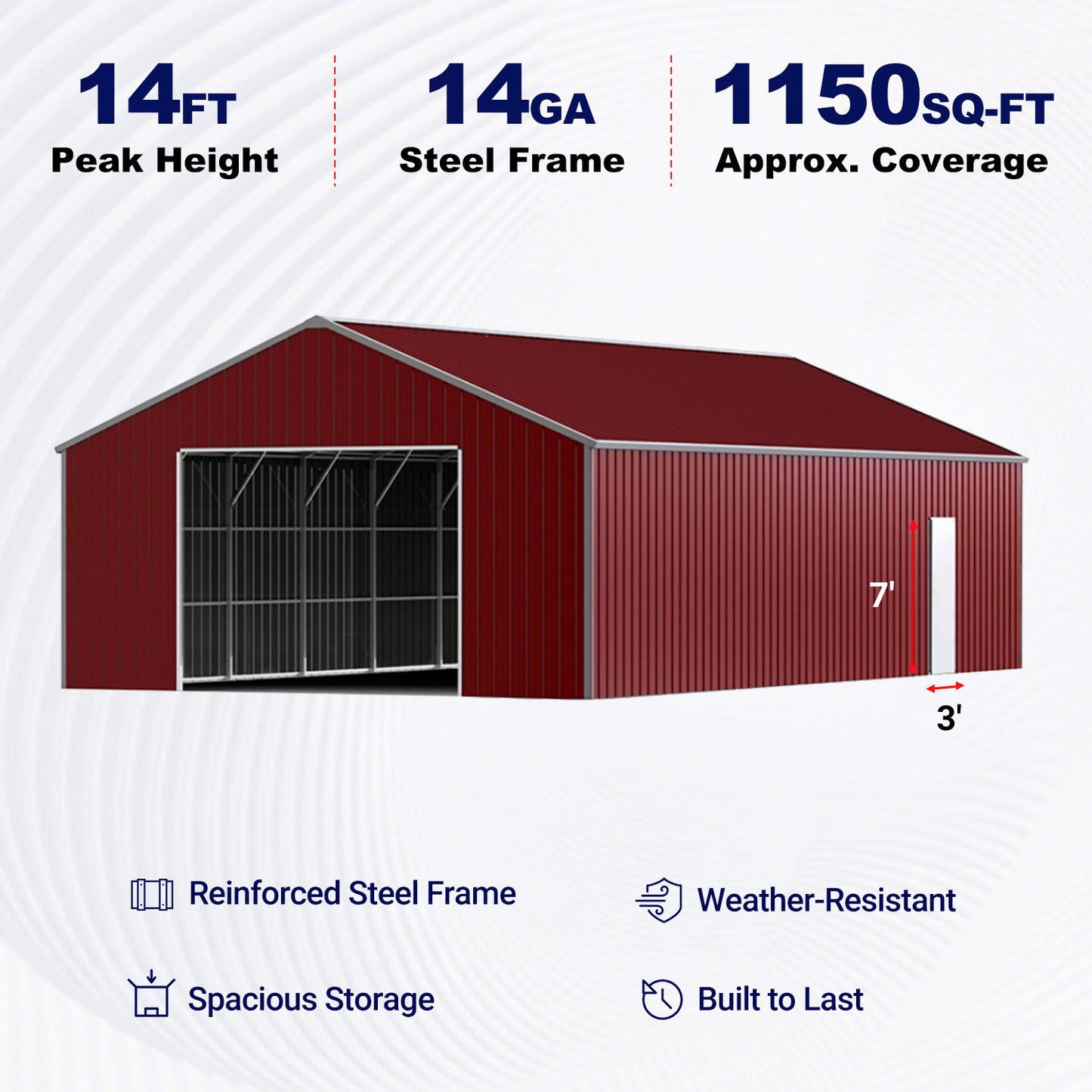 25'×46' Reinforced Steel Garage for Vehicles & Equipment