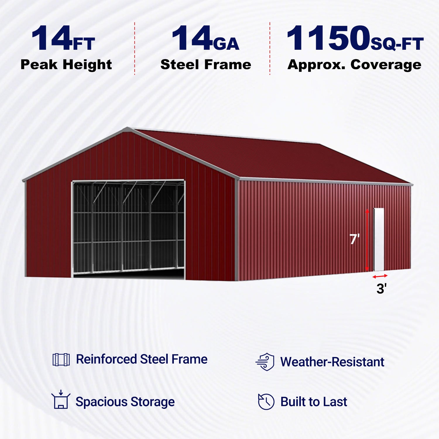 25'×46' Reinforced Steel Garage for Vehicles & Equipment