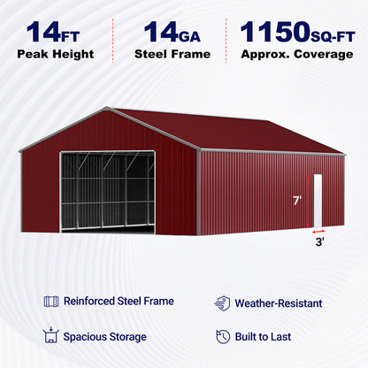 25'×46' Reinforced Steel Garage for Vehicles & Equipment