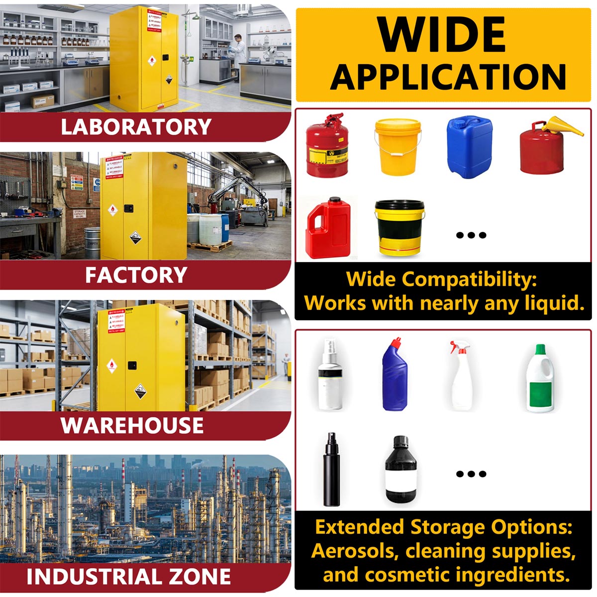 90 Gal Flammable Safety Cabinet, 43"Wx34"Dx65"H