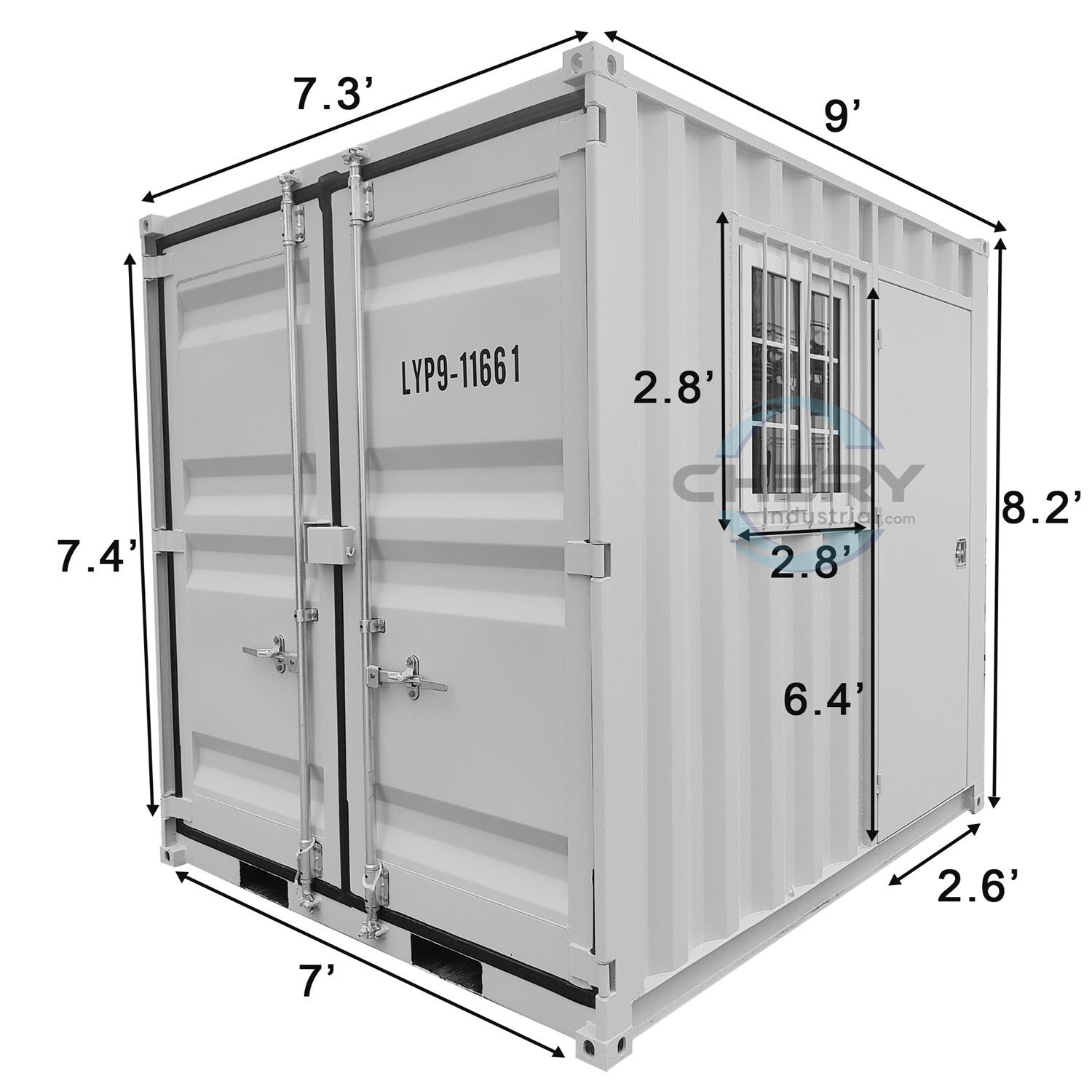 9ft Small Cubic Shipping Container#color_light grey