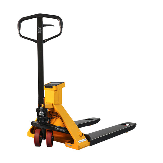 Manual Pallet Jack with Digital Scale | 45" x 27.7" Forks | PU Wheels | 5500 lbs. Capacity