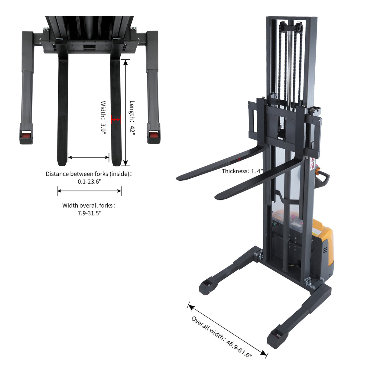 Full Electric Straddle Stacker | 3300 lbs. Capacity | 118" Lift Height | TX Self-Pickup