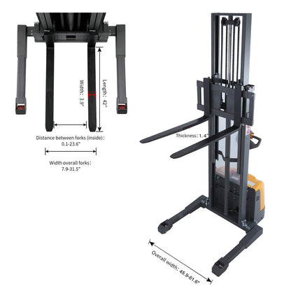 Full Electric Straddle Stacker | 3300 lbs. Capacity | 118" Lift Height | TX Self-Pickup