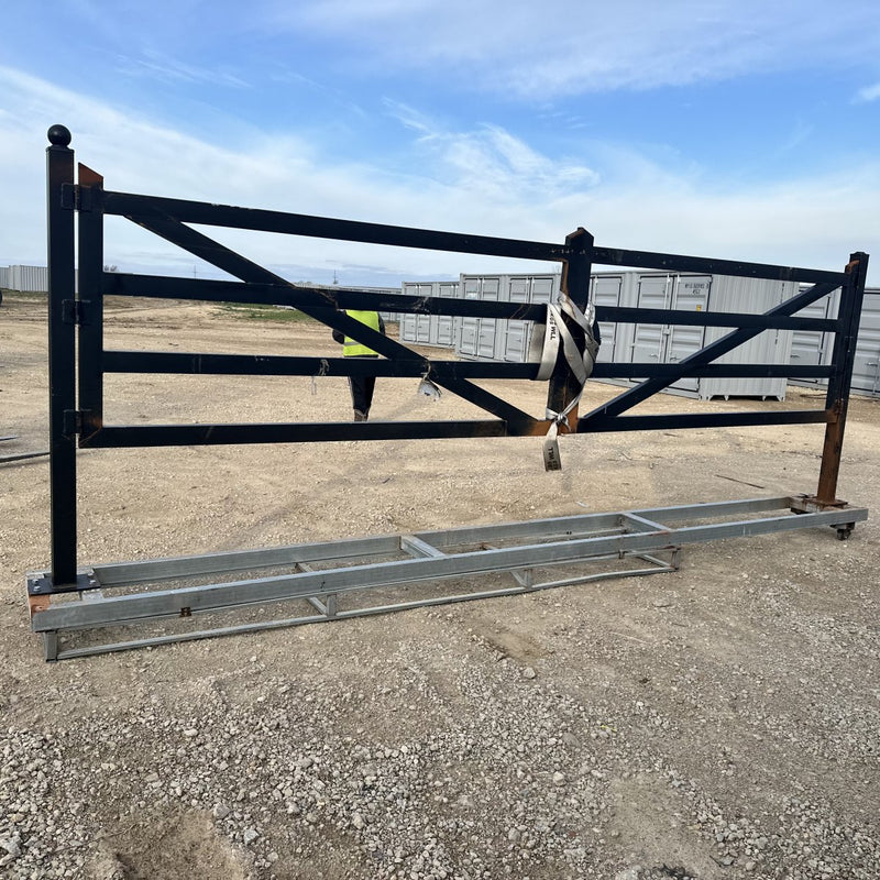[AS-IS] 20ft Farm Metal Driveway Gate with Diagonal Tubes