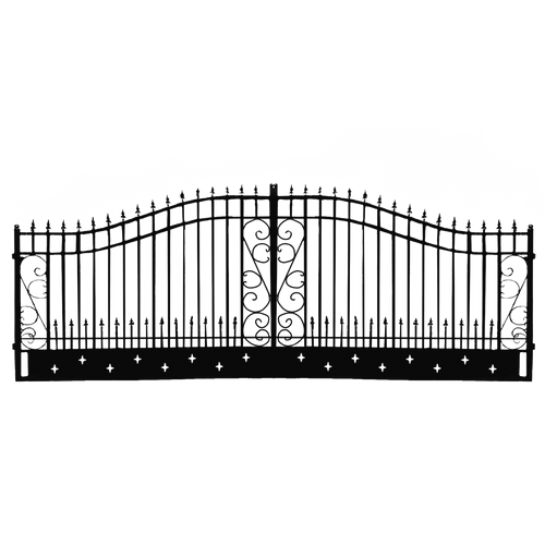 [AS-IS] 20ft Dual Swing Wrought Iron Gate, Star Design