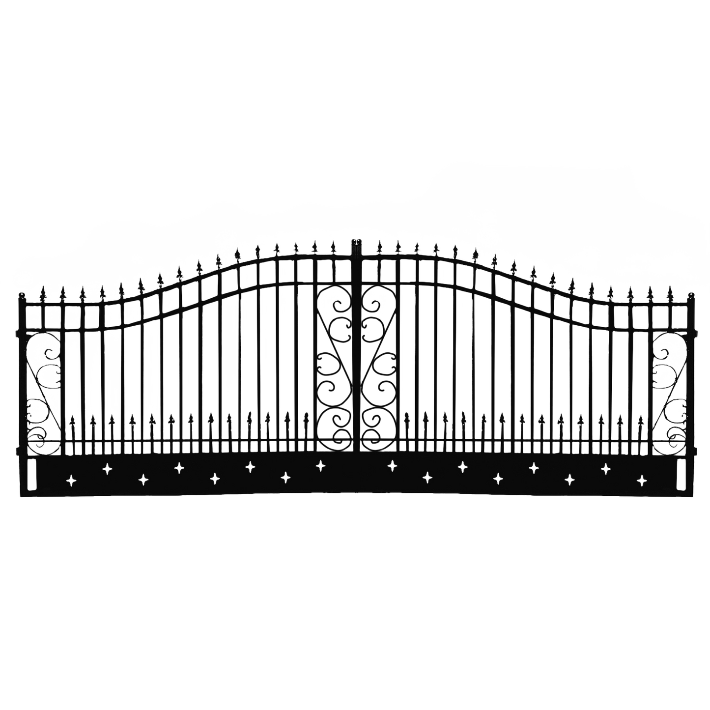[AS-IS] 20ft Dual Swing Wrought Iron Gate, Star Design