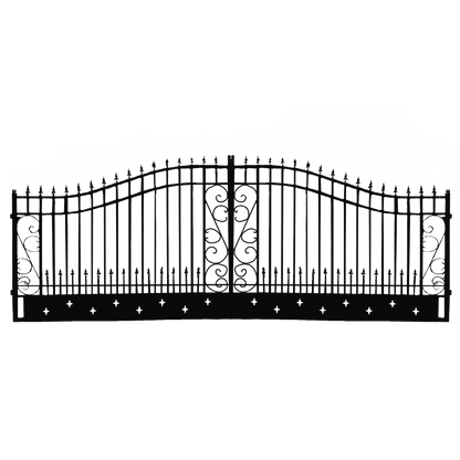 [AS-IS] 20ft Dual Swing Wrought Iron Gate, Star Design