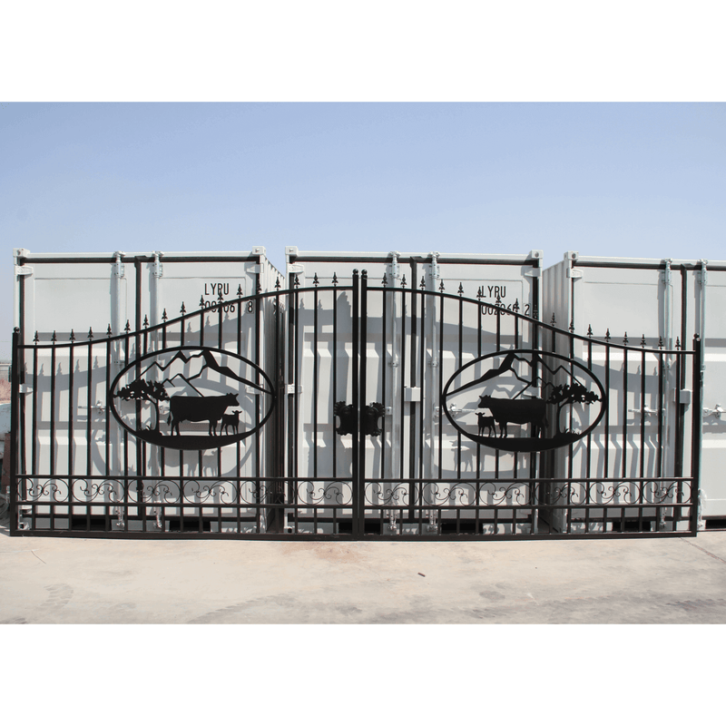 [AS-IS] Dual Swing Wrought Iron Gate, OX Pattern