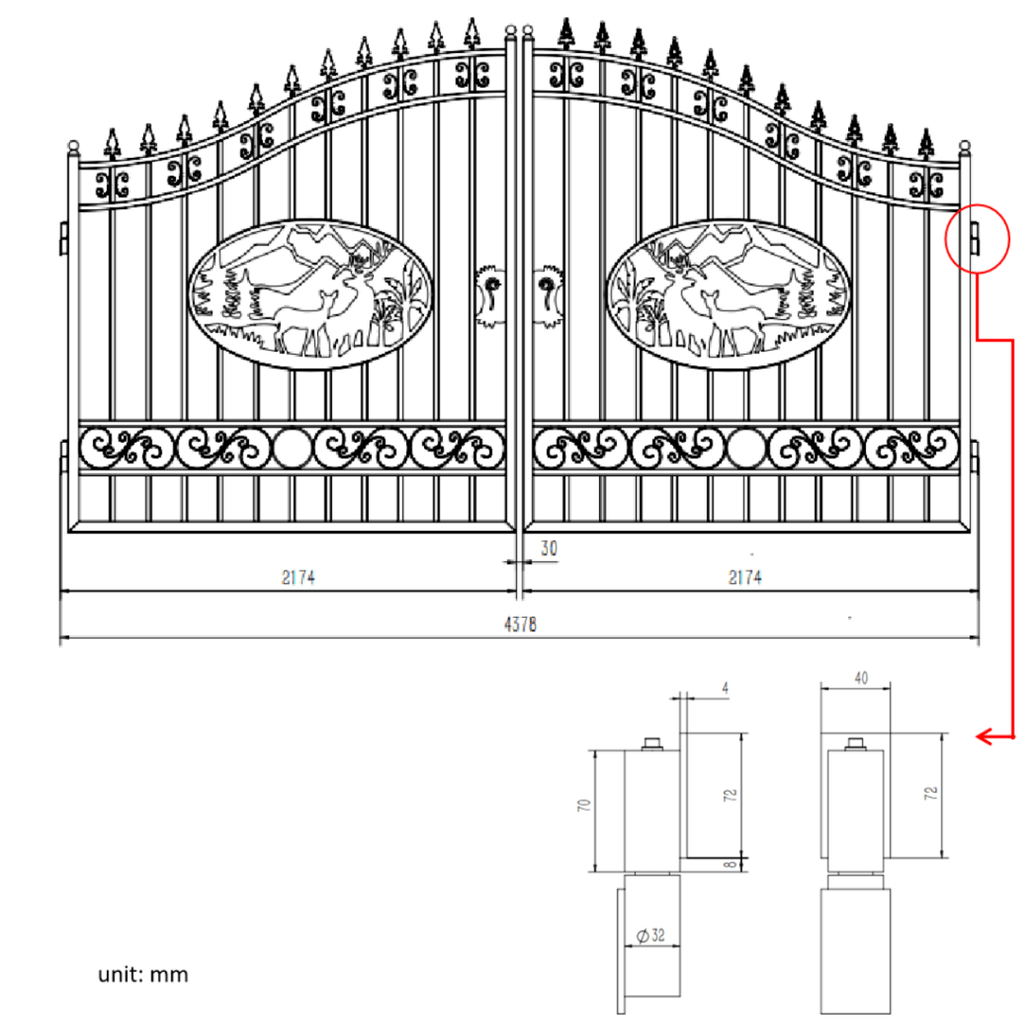 [AS-IS] 14ft Dual Swing Wrought Iron Gate, OX Pattern