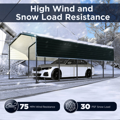 12'x25' Metal Carport with Corrugated Roof